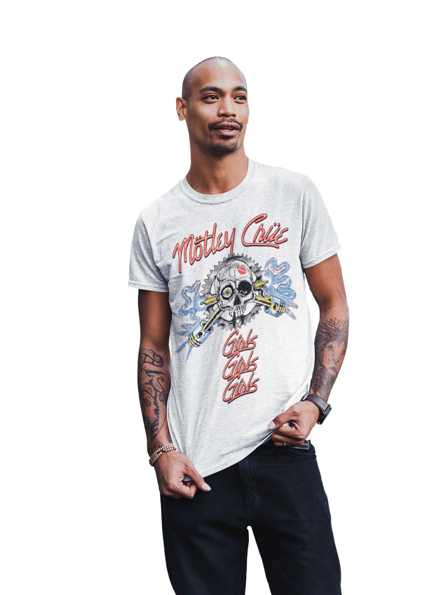Motley Crue Girl's Skull Jumbo Print Mens T Shirt