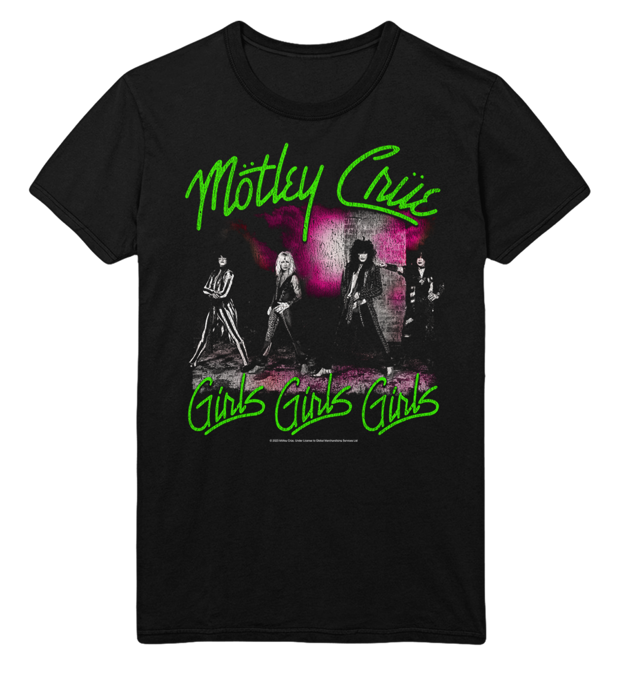 Motley Crue Green Girls Jumbo Print Mens T Shirt