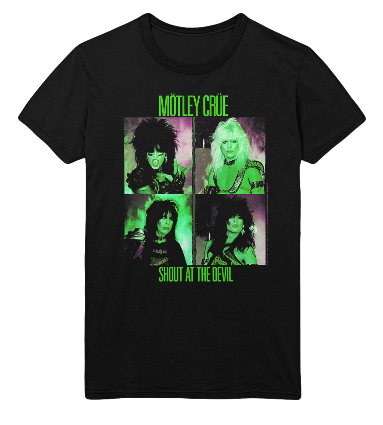 Motley Crue Green Shout Jumbo Print Mens T Shirt
