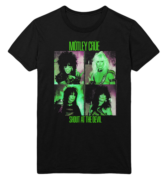 Motley Crue Green Shout Jumbo Print Mens T Shirt