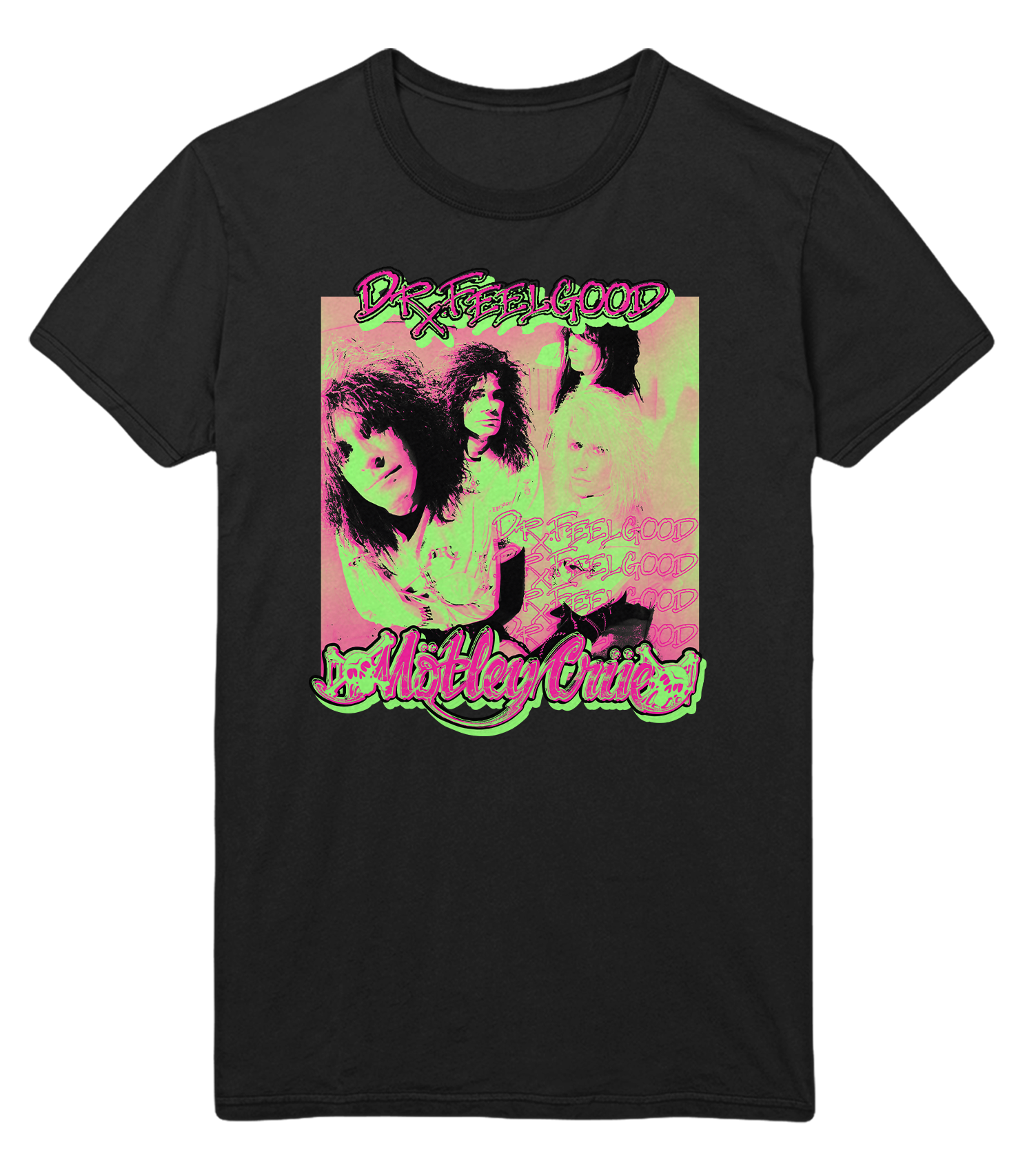 Motley Crue Neon Trip Dr. Feelgood Jumbo Print Mens T Shirt