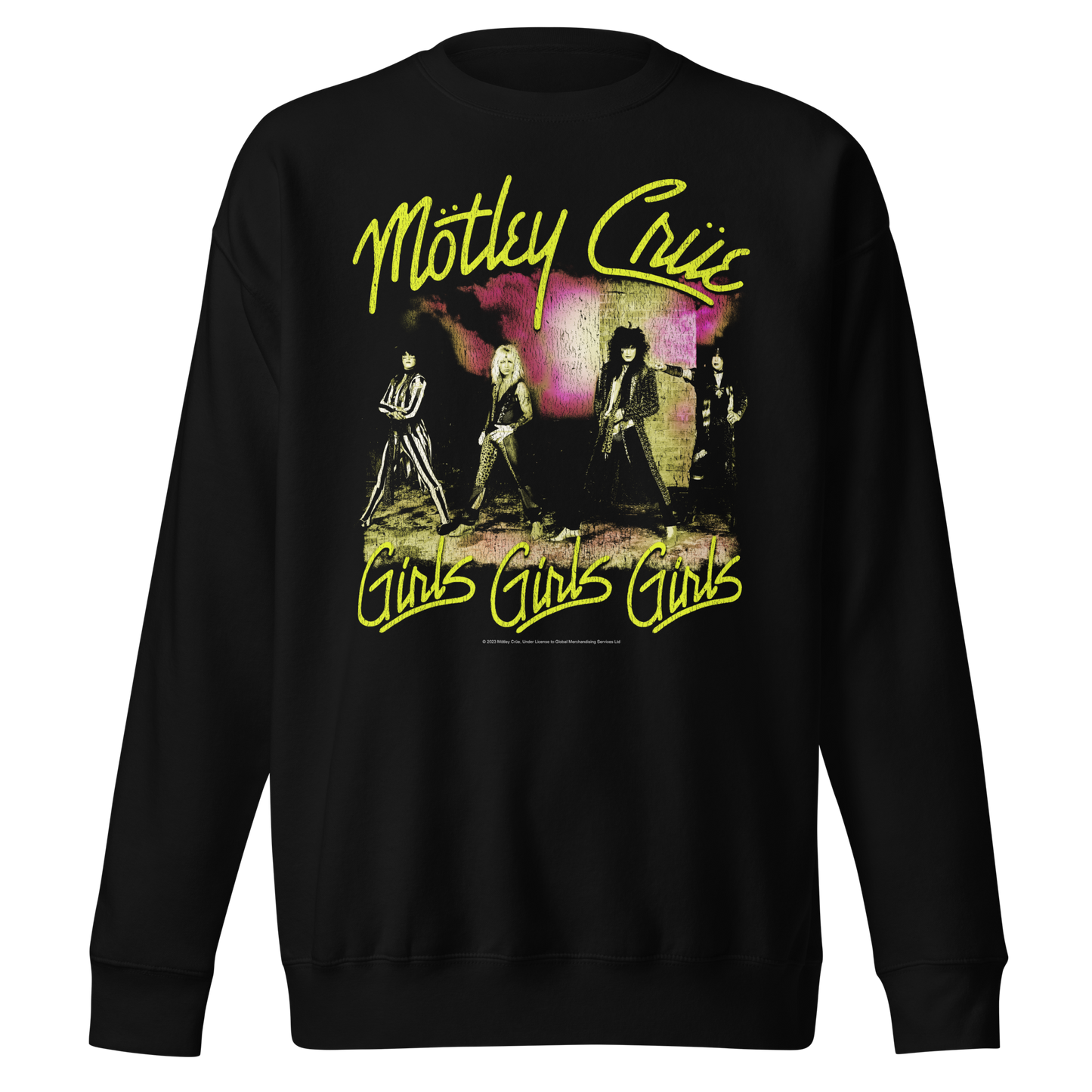 Motley Crue Yellow Girls Jumbo Print Sweatshirt