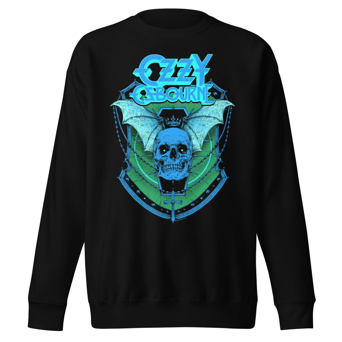 Ozzy Osbourne Neon Blue Bat Jumbo Print Sweatshirt