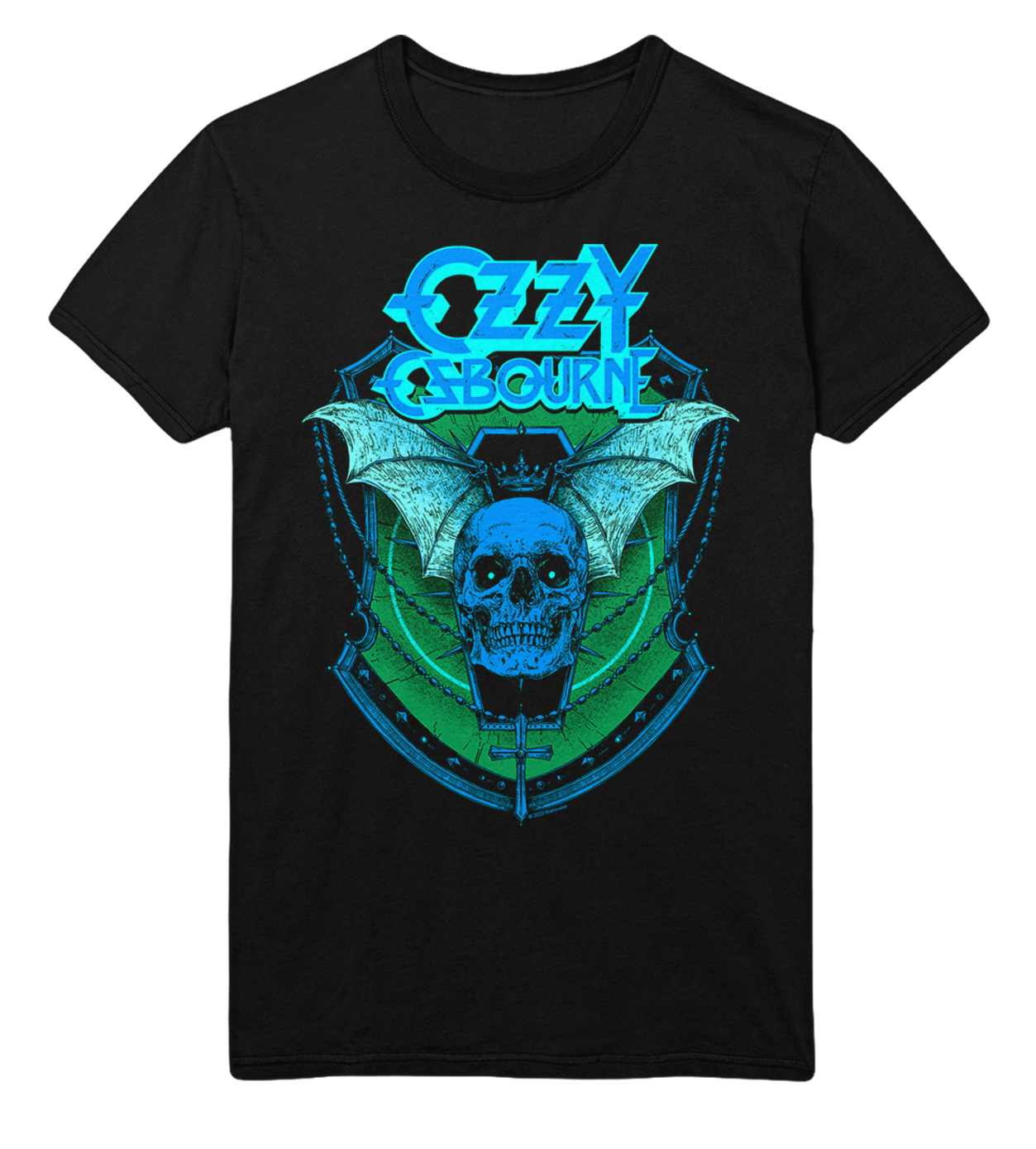 Ozzy Osbourne Neon Blue Bat Jumbo Print Mens T Shirt