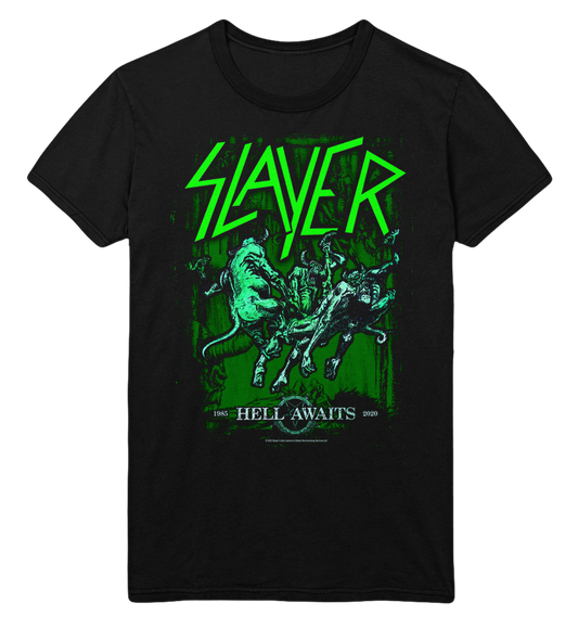 Slayer Neon Hell Awaits Jumbo Print Mens T Shirt