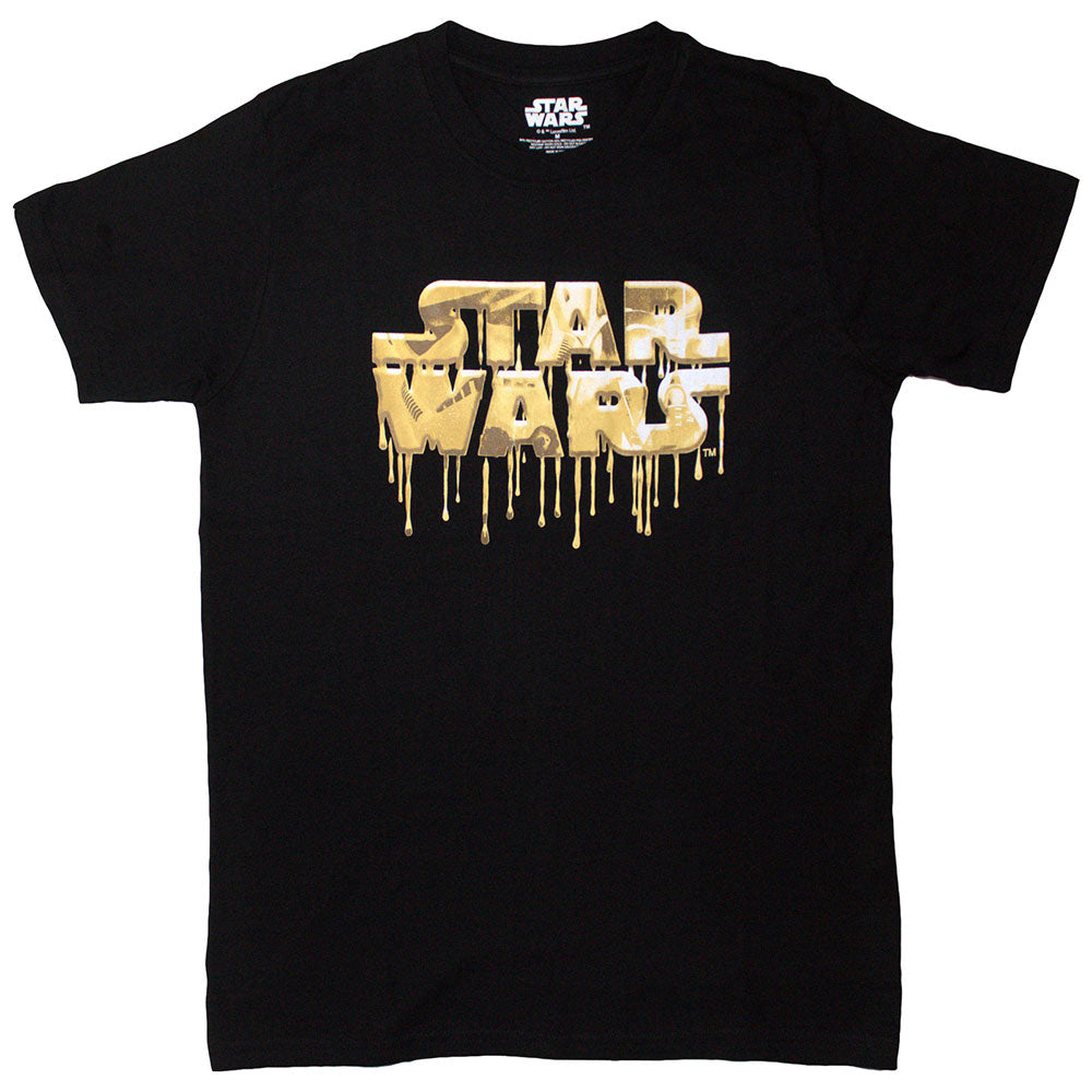 Star Wars Gold Drip Logo Mens T Shirt