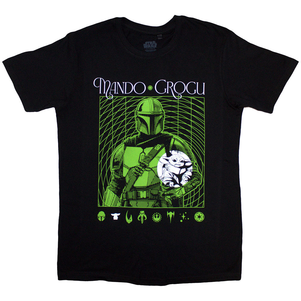 Star Wars The Mandalorian Mando & Grogu Neon Mens T Shirt