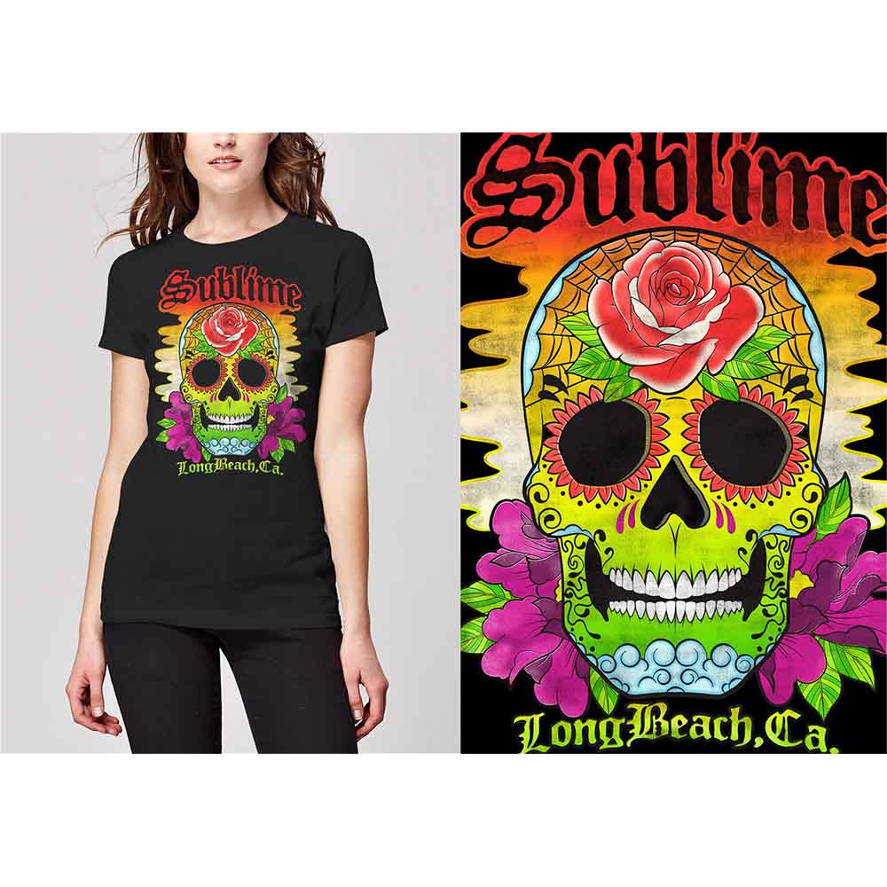 Sublime Colour Skull Womens T Shirt