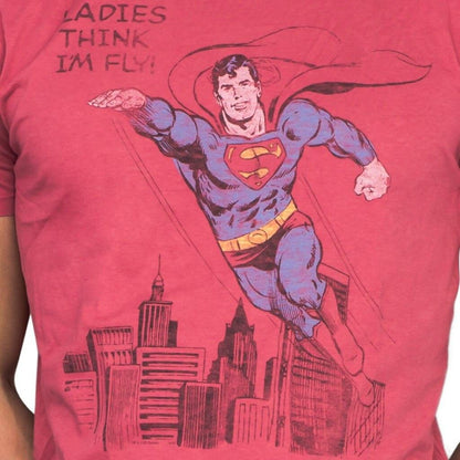 Superman Ladies Think I'm Fly Vintage Inspired Lava T Shirt