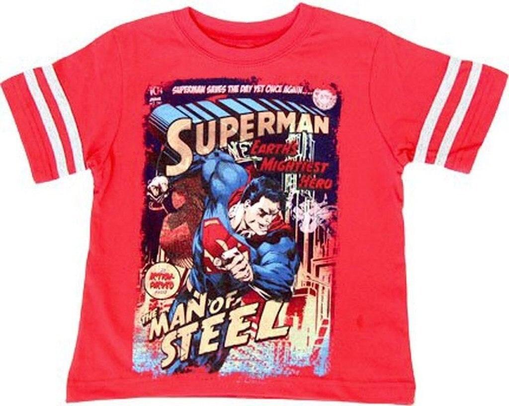 Superman Man Of Steel Comic Book Print T Shirt