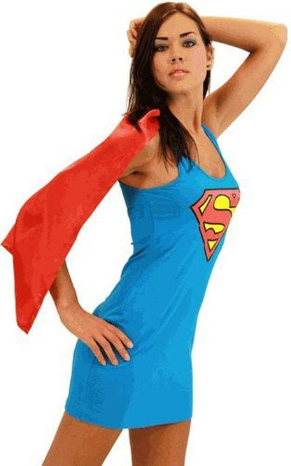 Superman Supergirl Tank Dress with Detachable Cape