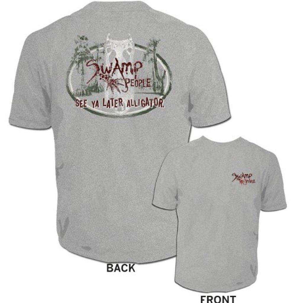 Swamp People See Ya Later Alligator Heather Gray Mens T Shirt