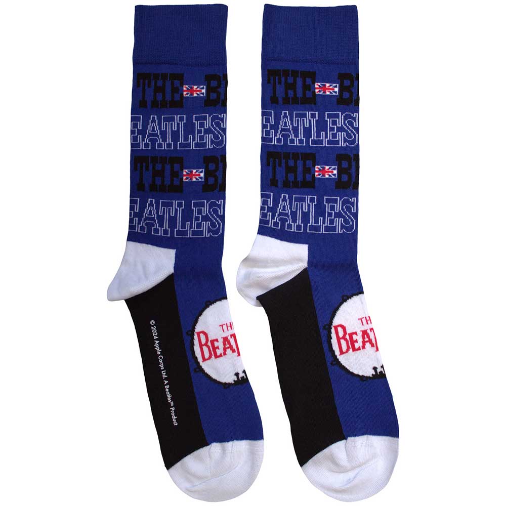 The Beatles Budokan Poster & Drum Logo Socks Blue