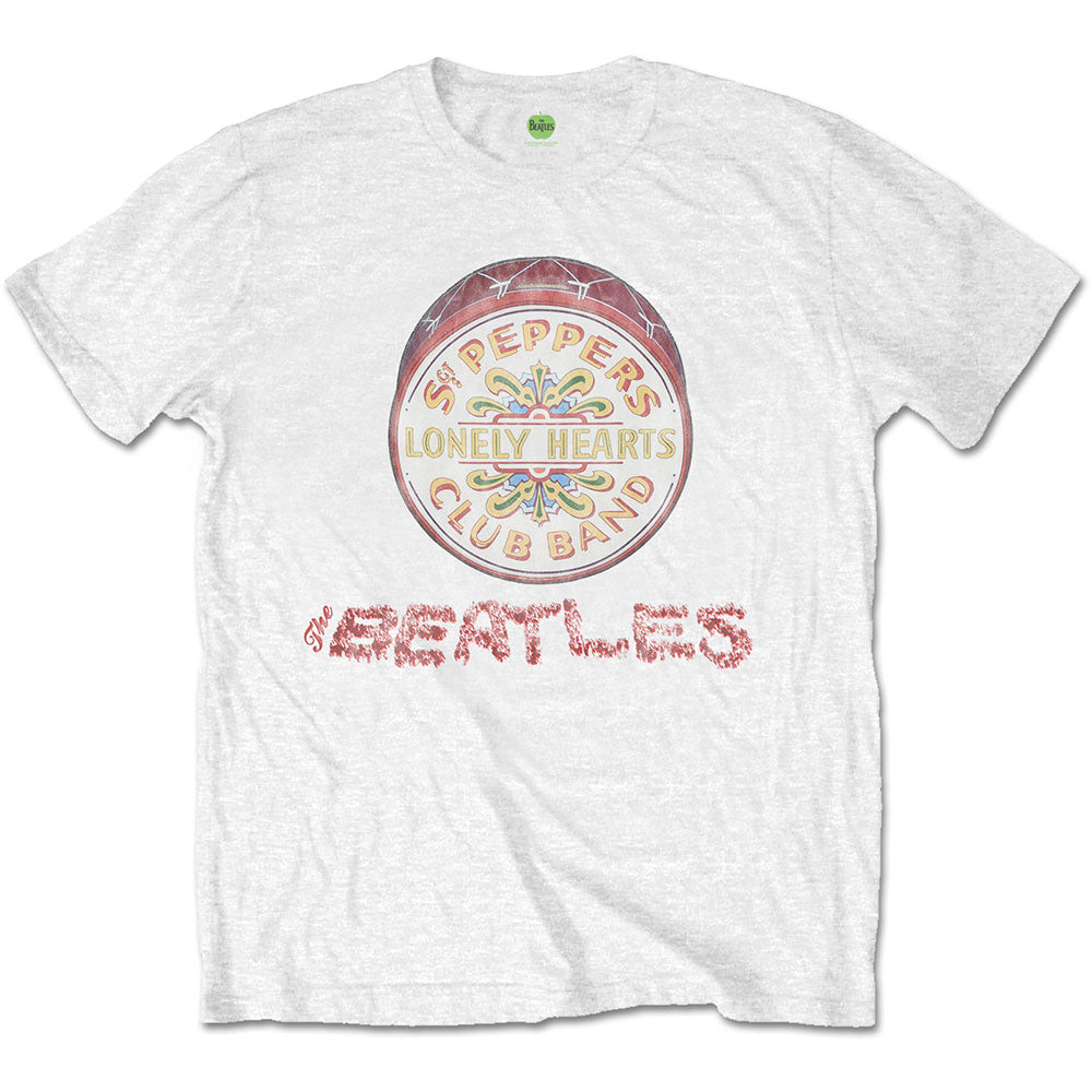 The Beatles Flowers Logo & Drum Mens T Shirt