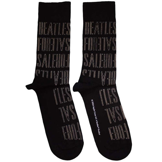 The Beatles For Sale Text Outlines Repeat Socks Black