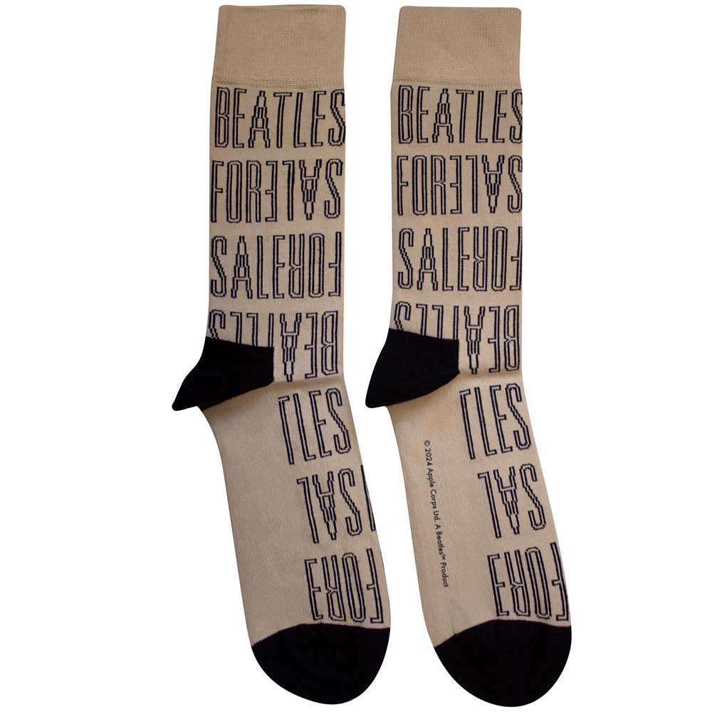 The Beatles For Sale Text Outlines Repeat Socks Neutral