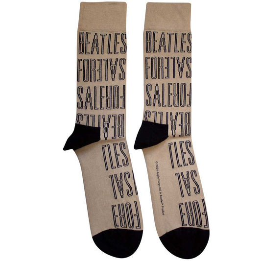 The Beatles For Sale Text Outlines Repeat Socks Neutral