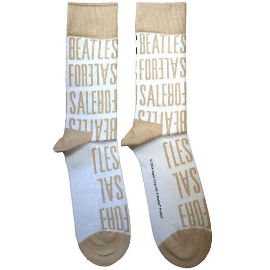The Beatles For Sale Text Repeat Socks White