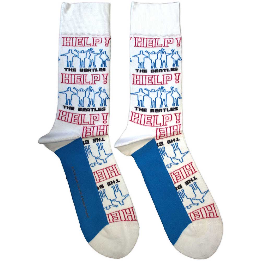The Beatles Help! Outlines Repeat Socks White