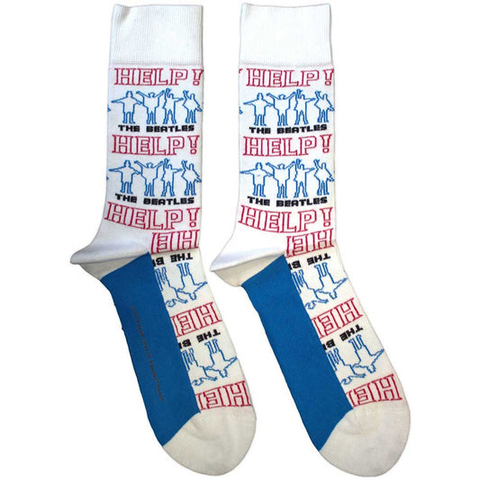 The Beatles Help! Outlines Repeat Socks White