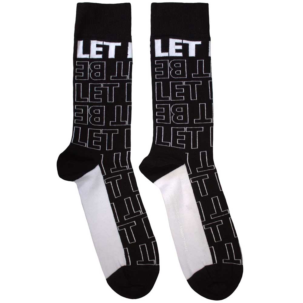 The Beatles Let It Be Text Outlines Repeat Socks Black