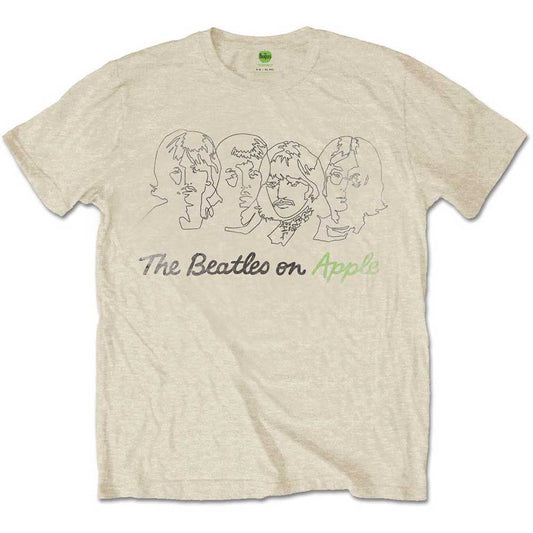 The Beatles Outline Faces on Apple Mens T Shirt