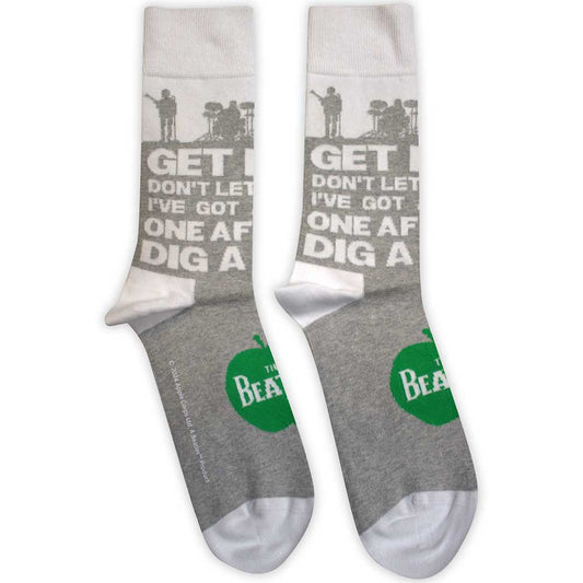 The Beatles Rooftop Silhouettes & Apple Socks Grey