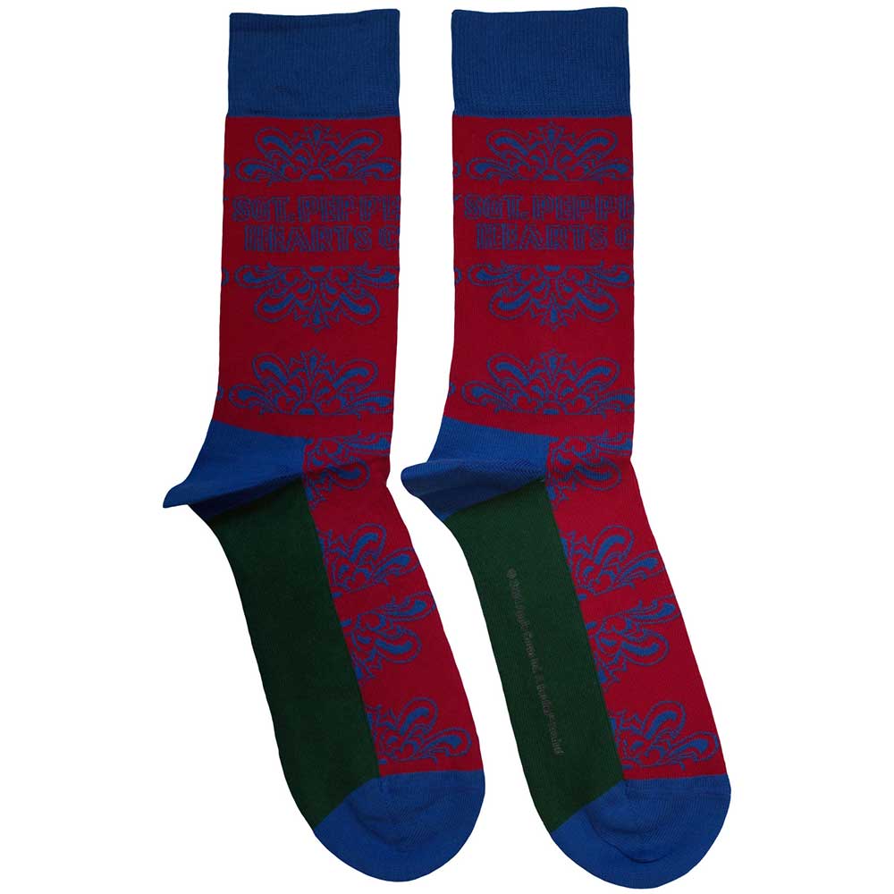 The Beatles Sgt Pepper Text Outlines Socks Red