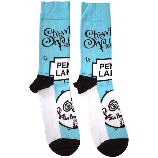 The Beatles Strawberry Fields/Penny Lane Socks Blue