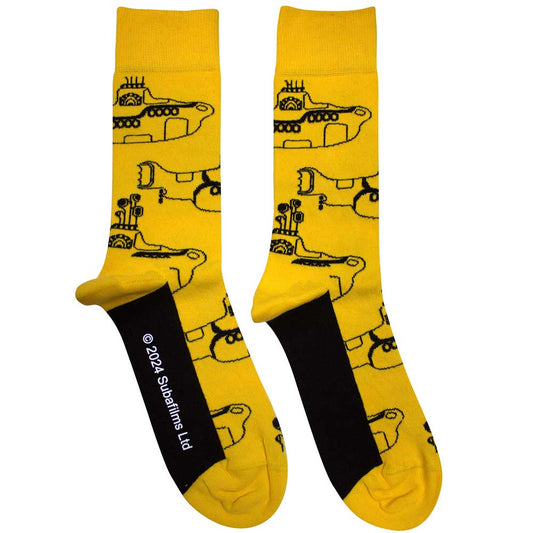 The Beatles Sub Outline Repeat Socks Yellow