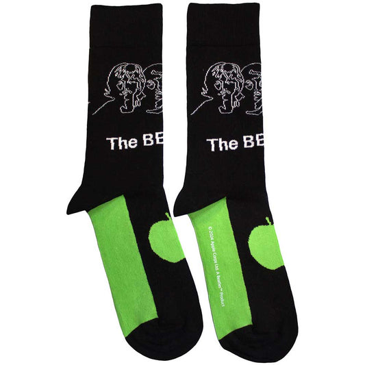 The Beatles White Album Faces Outlines & Apple Socks Black