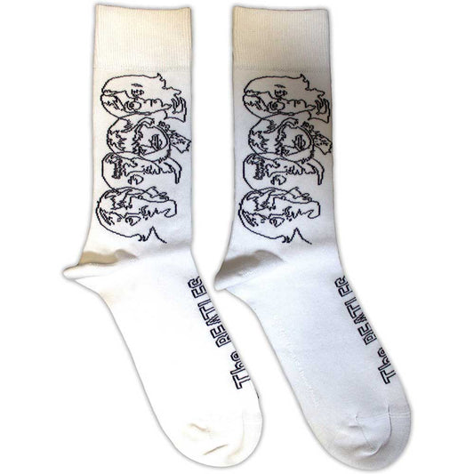 The Beatles White Album Faces Outlines Socks White