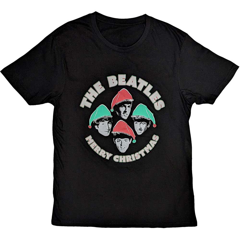 The Beatles Xmas Hats Mens T Shirt