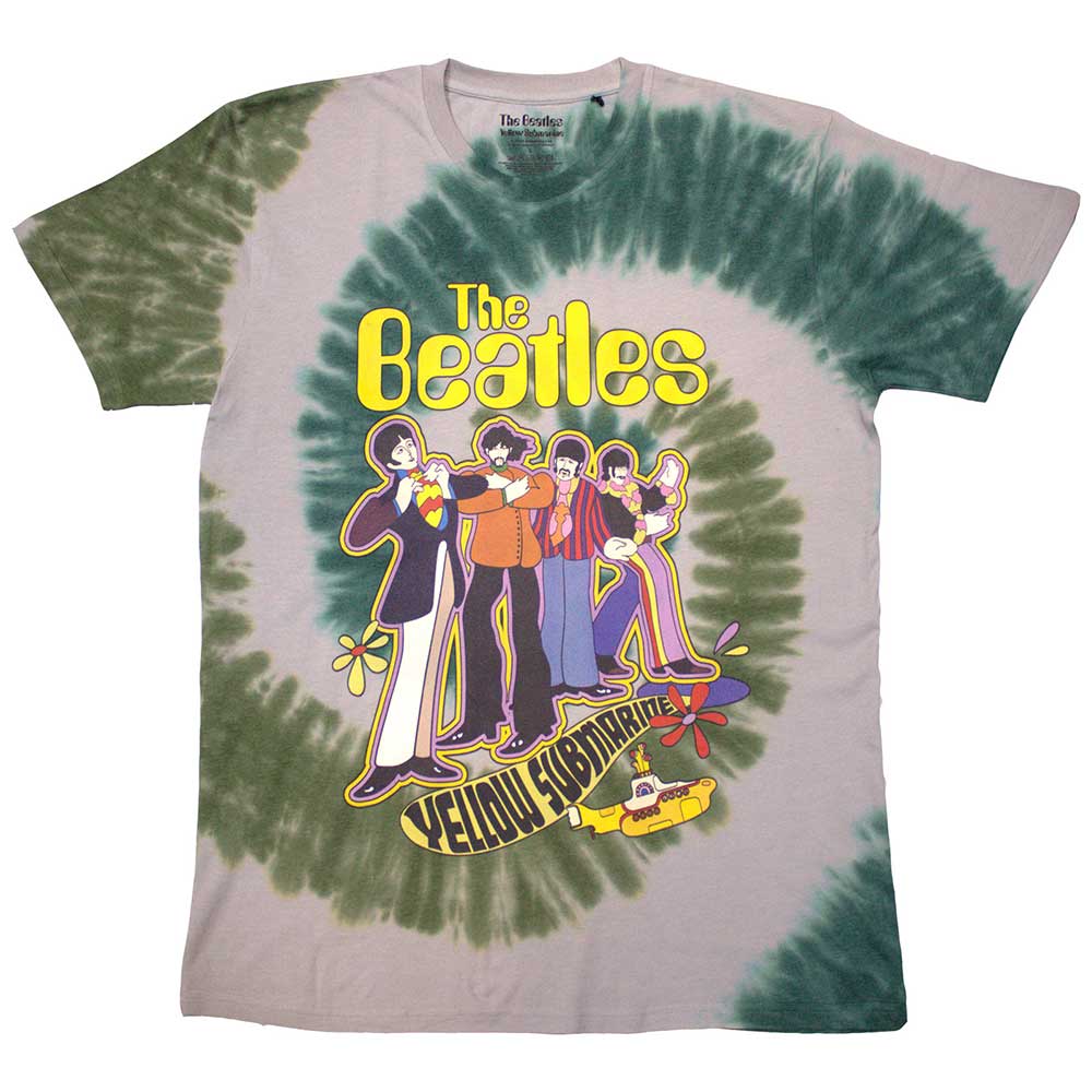 The Beatles Yellow Submarine Band In Line Mens Tie Dye T Shirt