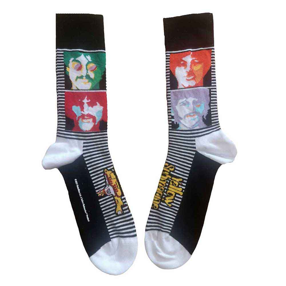 The Beatles Yellow Submarine Sea of Science Faces Colour Socks Black