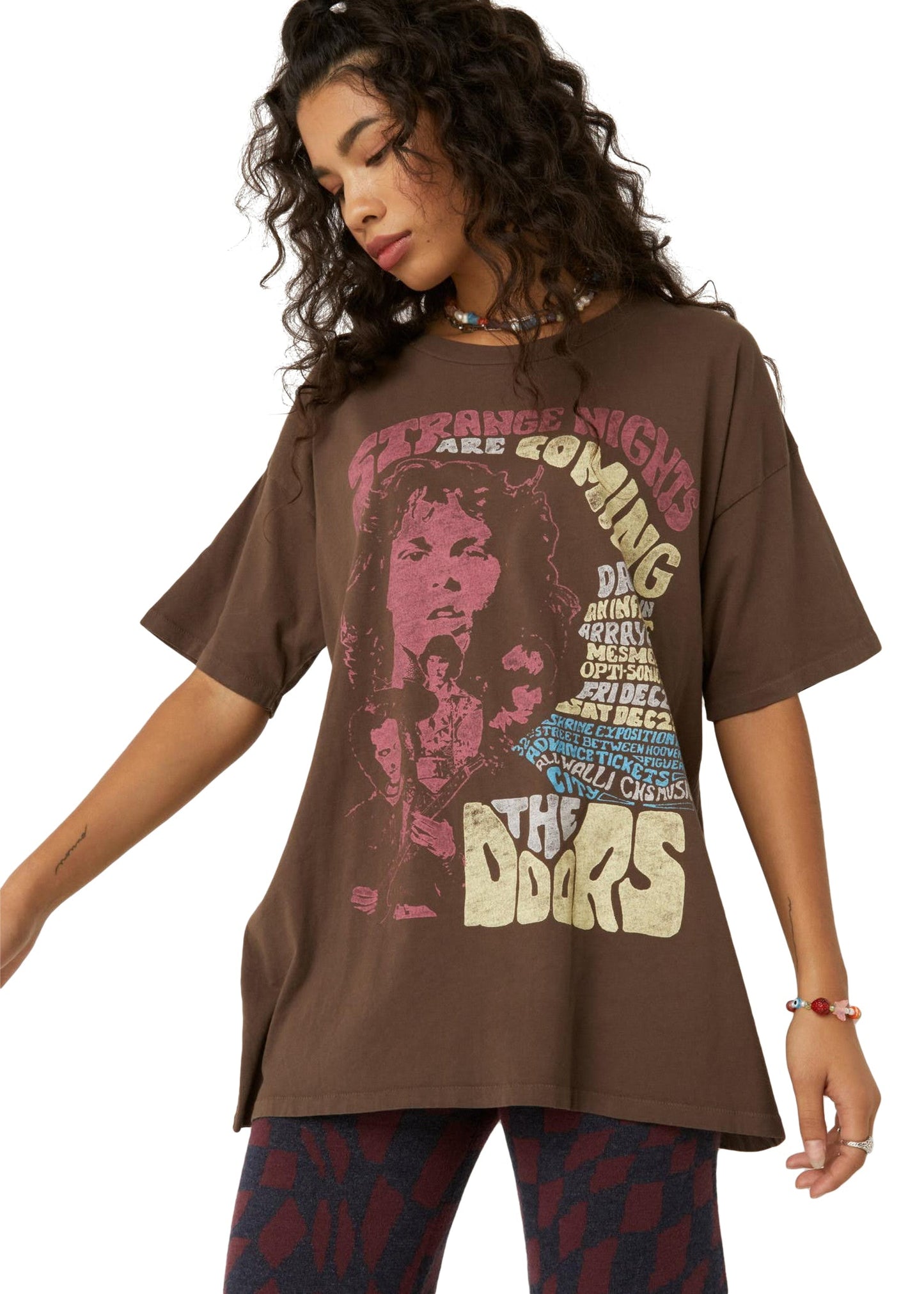 The Doors Strange Nights Are Coming Band Tee Womens T Shirt Brown by Daydreamer LA