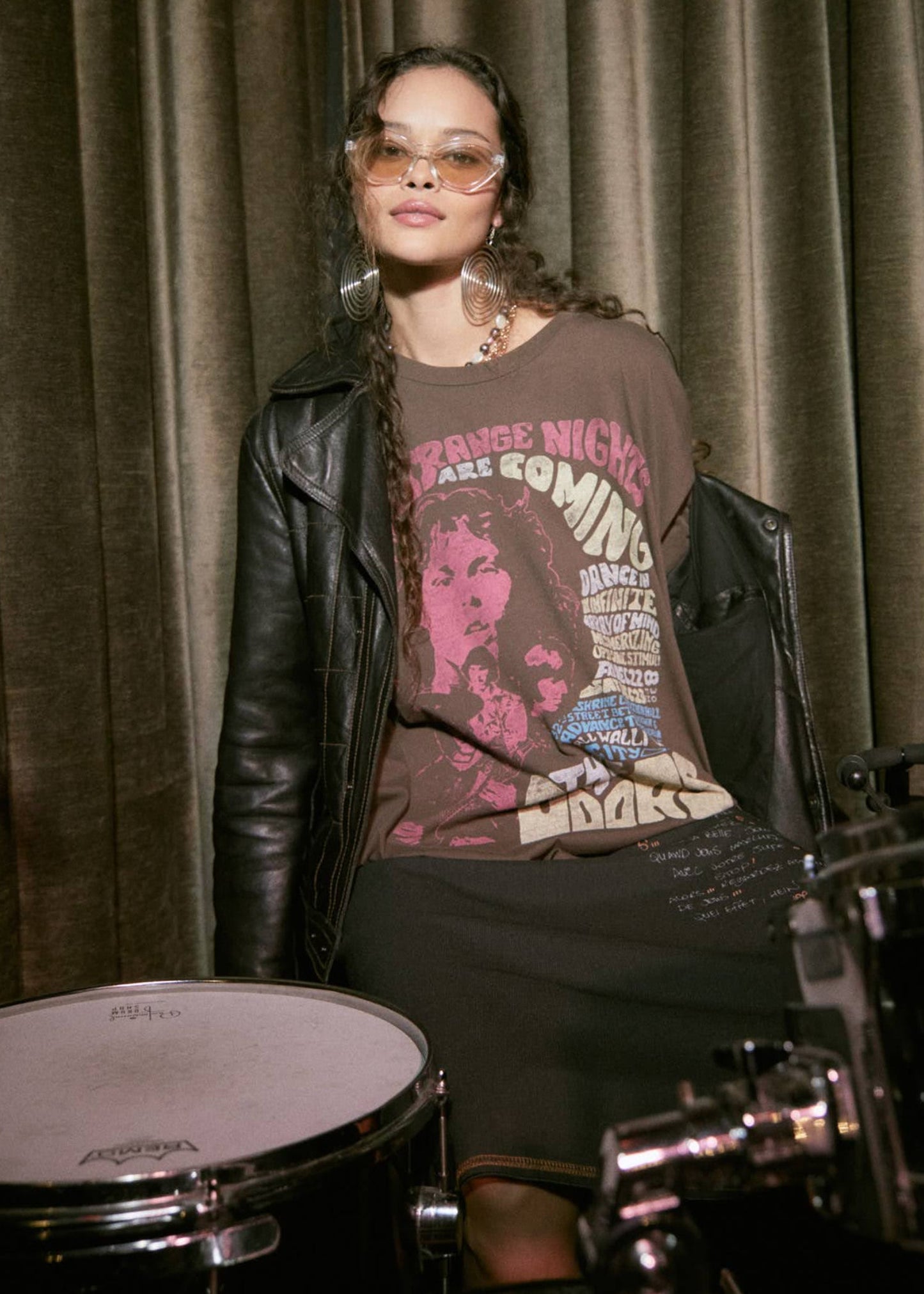 The Doors Strange Nights Are Coming Band Tee Womens T Shirt Brown by Daydreamer LA