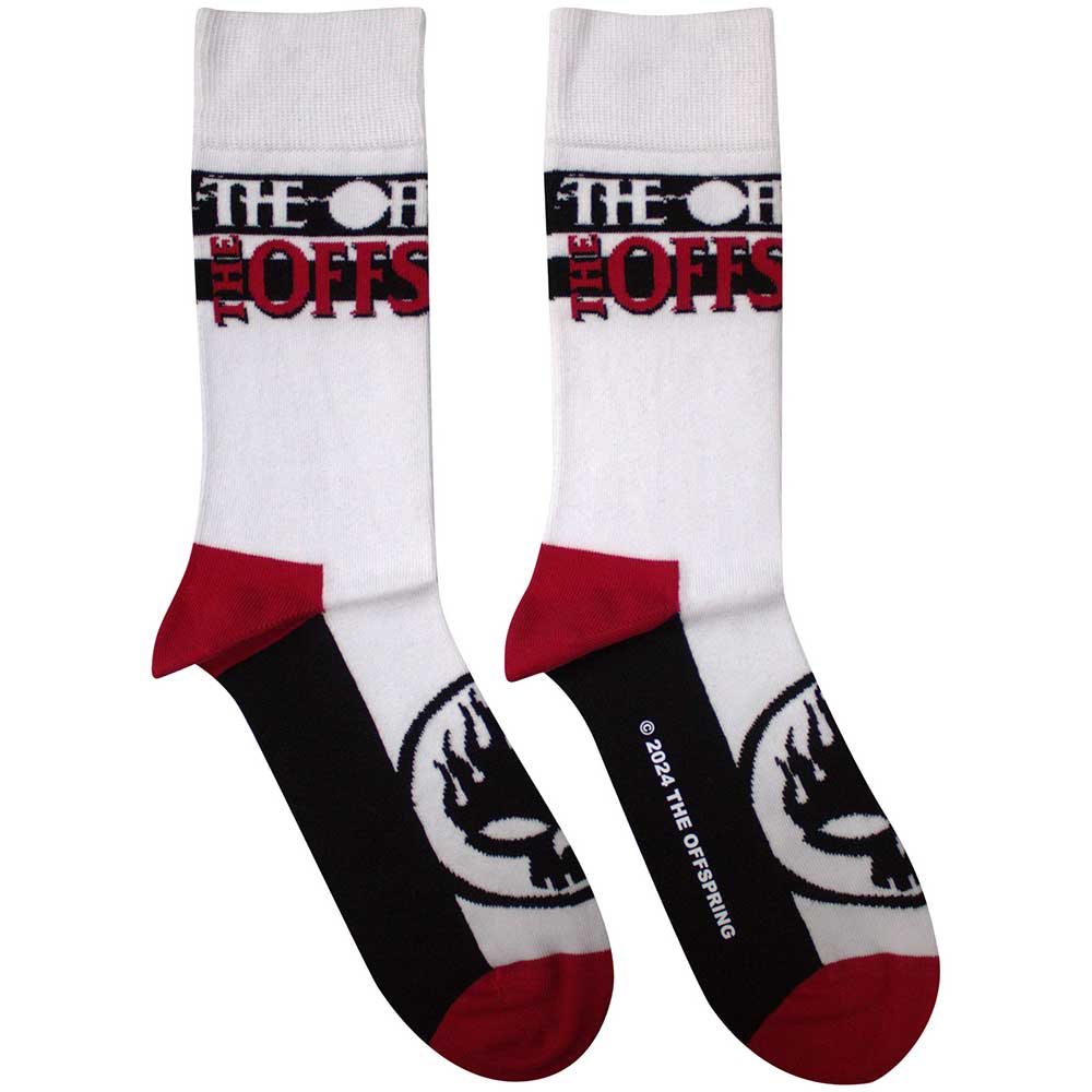 The Offspring Flaming Skull Logo Socks White