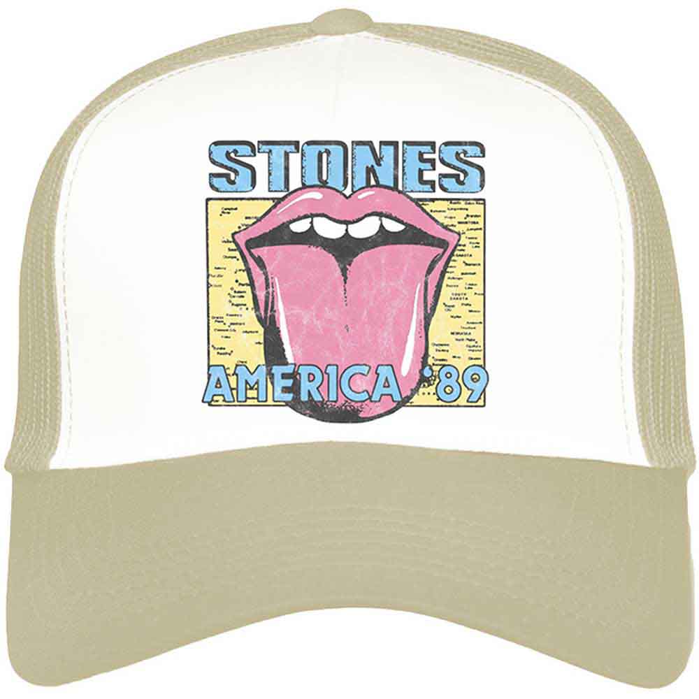 The Rolling Stones America '89 Tour Map Hat Neutral, White