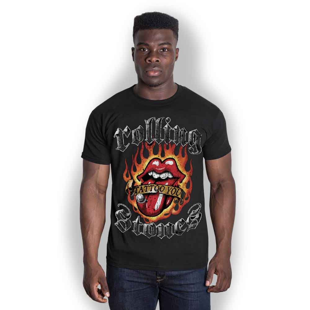 The Rolling Stones Flaming Tattoo Tongue Mens T Shirt