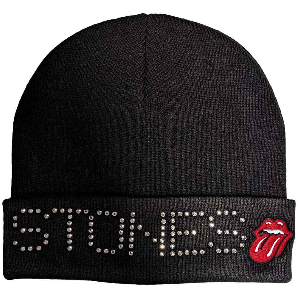 The Rolling Stones Stones Embellished Beanie Hat Black