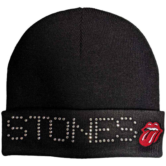 The Rolling Stones Stones Embellished Beanie Hat Black