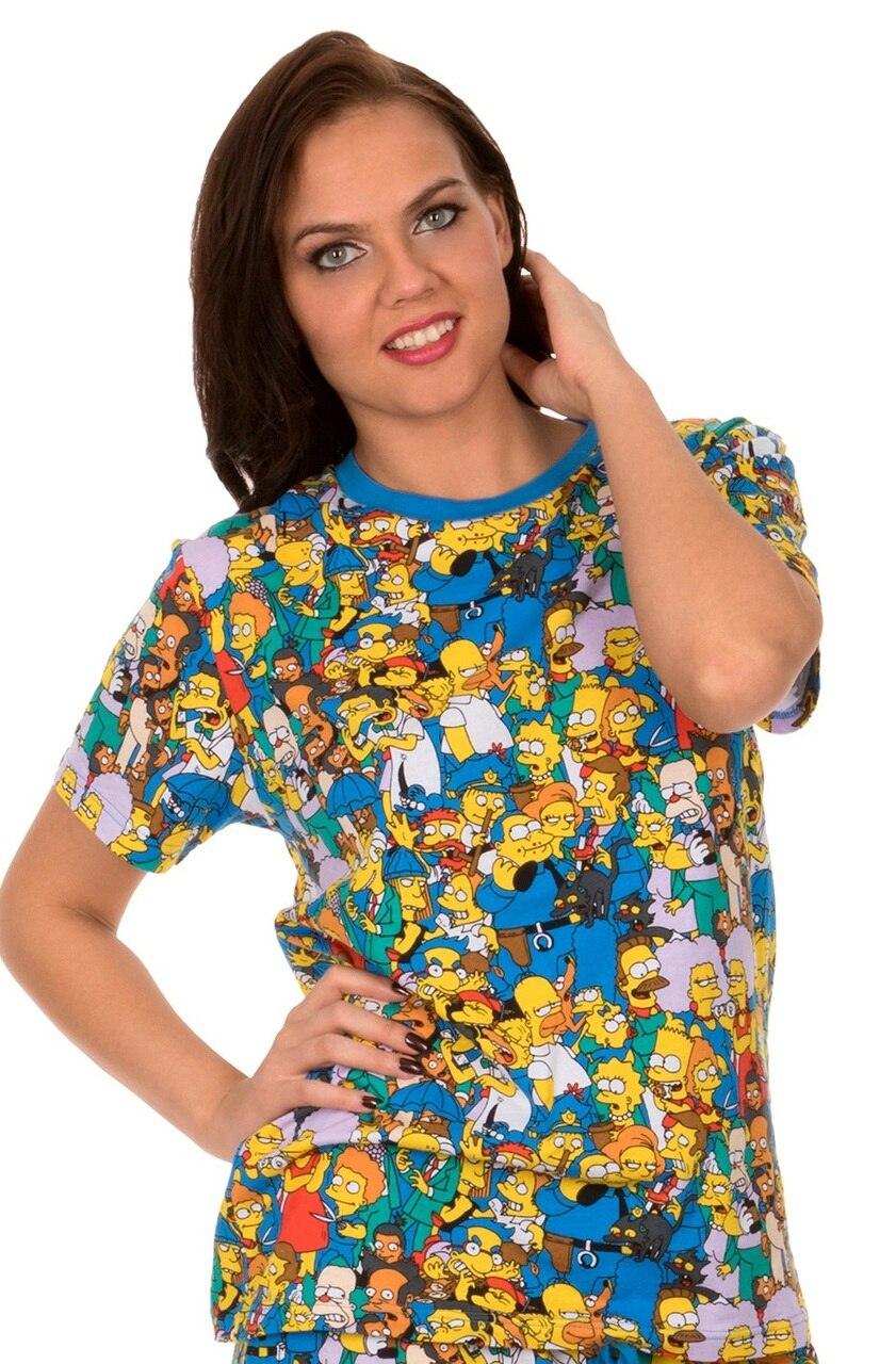 The Simpsons Springfield Multi Character Collage T Shirt Tee