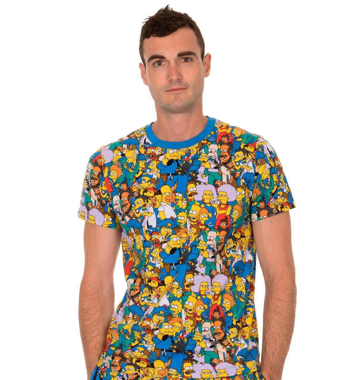 The Simpsons Springfield Multi Character Collage T Shirt Tee