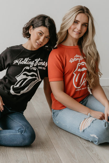 Rolling Stones Black Raglan Tee Womens T Shirt Black