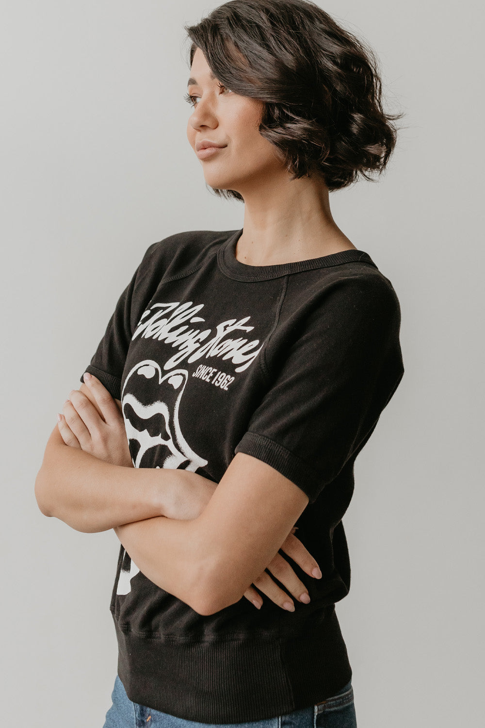 Rolling Stones Black Raglan Tee Womens T Shirt Black