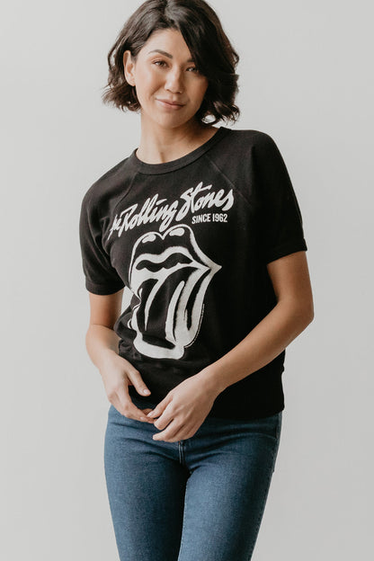 Rolling Stones Black Raglan Tee Womens T Shirt Black