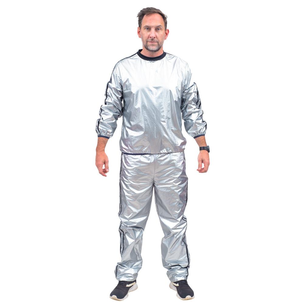 Todd and Margo Shiny Silver 2 Piece Workout Top and Pants Halloween Costume Set