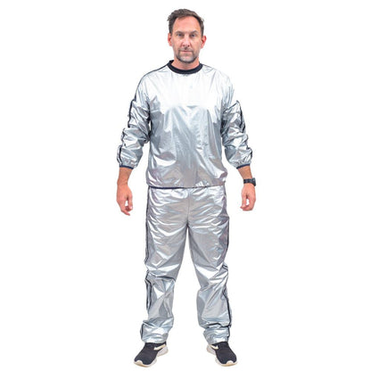 Todd and Margo Shiny Silver 2 Piece Workout Top and Pants Halloween Costume Set