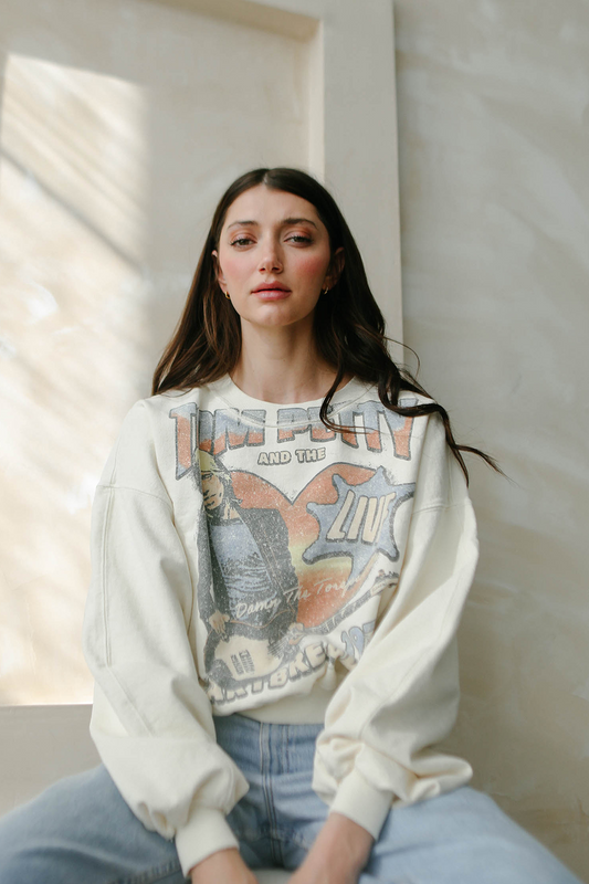 Tom Petty and the Heartbreakers 1979 Womens Crewneck Sweatshirt Ivory